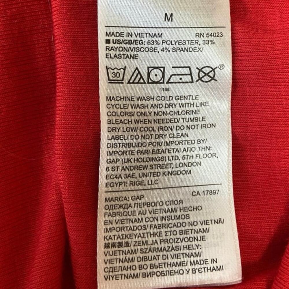 Gap Red V Neck Button Front Stretch Pullover Long… - image 4